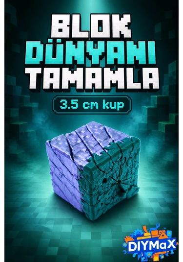 Voksel Fidget Çim Küp 3.5cm Pixel Art Kaydırmalı Stres Oyuncağı El Oyuncağı - Gri