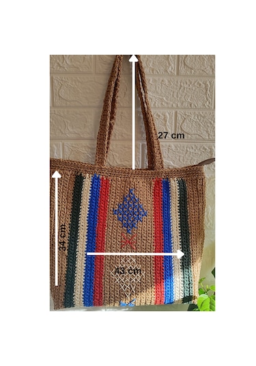 BuSaKo El Yapımı Tığ İşi Örme Kadın Omuz Çantası/Motif Detaylı