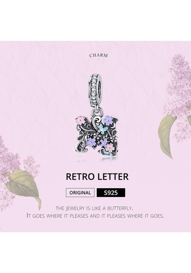 Fastbuy S925 Ayar Gümüş Mektup M Bilezik Kolye, Çok Renkli Aksesuar, Kadınlar İçin Çok Renkli