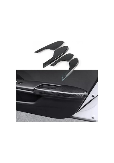 Honda Civic Fc5 Fk7 2017-2020 İç Kapı Kol Dayama Karbon Fiber Tam Set 4 Adet Ön 4 Adet Arka