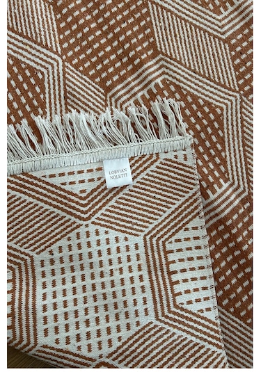 Kiremit Modern Desenli Kilim - Makinede Yıkanabilir Renkli