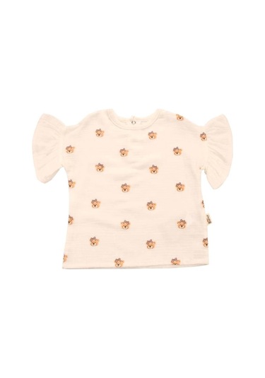 Ayıcık Baskılı Fırfırlı Şortlu Lila Takım Bipamuk 001