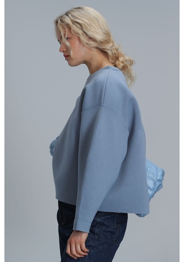 Lufian Selin Kadin Örme Sweatshirt Mavi Mavi 122030005100300 Mavi