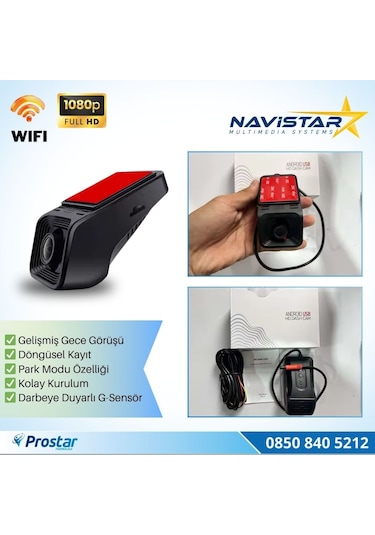 Wifi G-sensör Park Modu 128 Gb Destekli Araç Yol Sürüş Kamerası Geniş Açılı