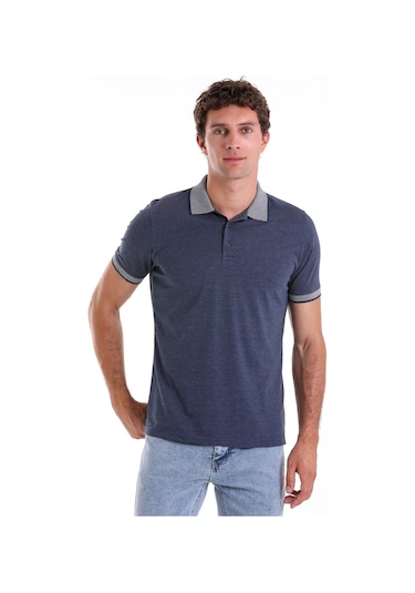 Hatemoğlu Indigo Regular Fit Düz Pamuklu Polo Yaka Tişört İndigo