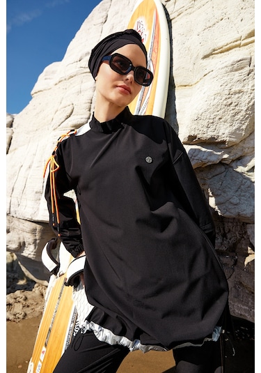 Spor Likra Tam Kapalı Tesettür Mayo Kimber 1202 Siyah Siyah06 Siyah