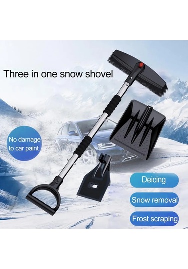 Sones Paslanmaz Çelik Açılıp Kapanabilen Araba Kar Küreği Fırça Seti Gümüş