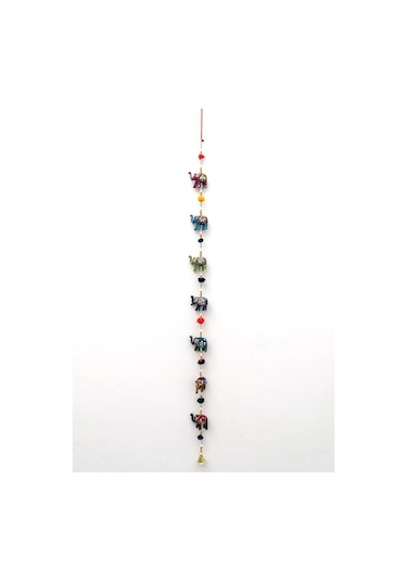 Dekoratif Asmalı Yedili Rengarenk Bereket Filleri Kapı Zilli Kapı Önü Aksesuar Duvar Dekoru Ev Dekorasyon