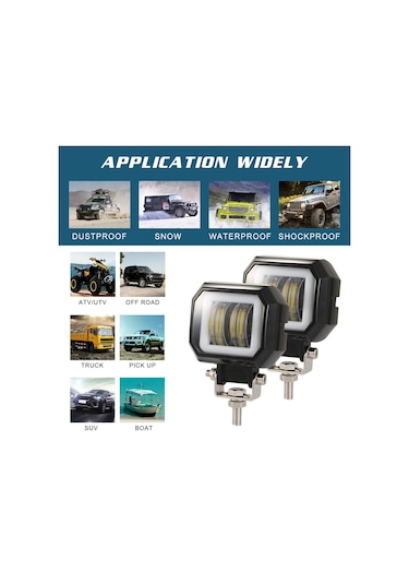 Motosiklet Atv Utv Kamyon Tekne Sis Farı KIRMIZI Angelli 2 Adet