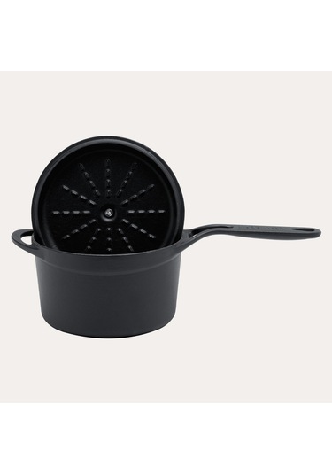 Pot Art Mat Siyah Yuvarlak Döküm Sos Tencere 18 Cm 2,5 Lt Mat Siyah