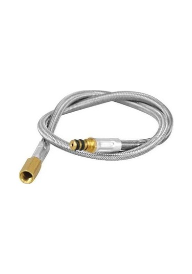 Pazly Kamp Ocağı Uzatma Hortumu - 44cm Kauçuk Çelik Tel, Pratik Uzatma Tüpü Gümüş