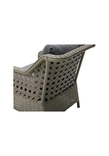 Ronda 3+1+1+2puf+masa Rattan Bahçe Balkon Mobilyası Bambu - Krem