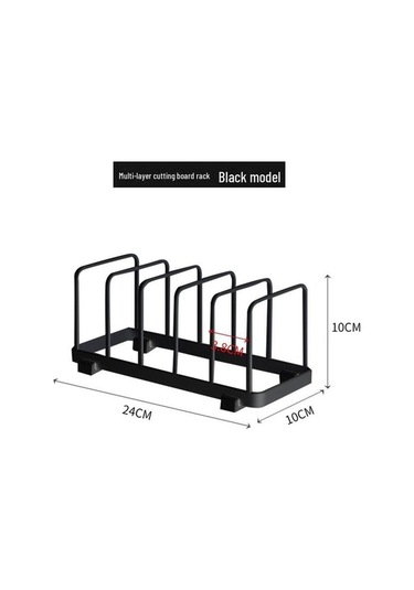 Pazly İskandinav Tarzı Siyah Kase Tabak Rafı - Çok Fonksiyonlu Kesme Tahtası Depolama Siyah