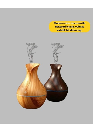 Ultrasonik Ahşap Desenli 130ml Aromaterapi Difüzör Ve Hava Nemlendirici