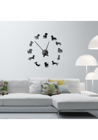 Kendin Yap Dachshund Duvar Sanatı Sosis Köpek Yavrusu Köpek Evcil Hayvan Aynalı Çerçevesiz Dev Duvar Saati Sausaby Diğer