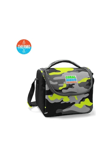 Coral High Kids Siyah Gri Kamuflaj Desenli Thermo Beslenme Çantası 11816
