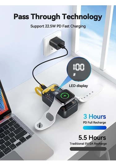 Newdery 10000 Mah Pil Paketi Taşınabilir Şarj Cihazı İos Uyumlu Watch/iphone Black 10000mah Siyah