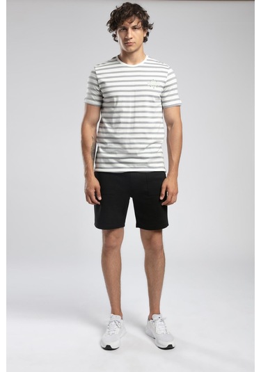 Lee Cooper Eddy Erkek %100 Pamuk O Yaka T-shirt Gri-21599 Gri