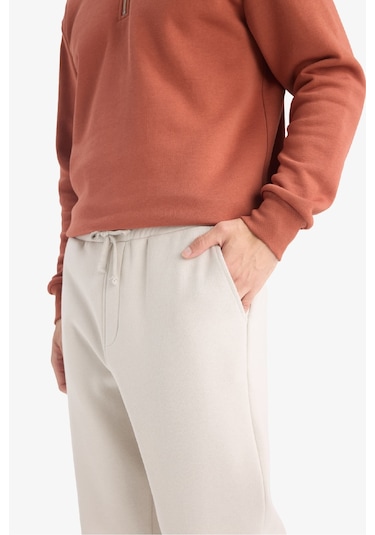 Defacto Regular Fit Beli Bağcıklı Cepli Düz Paça Kalın Eşofman Altı D7836ax25aubg766 Bej