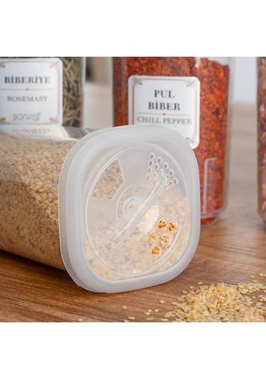 Porsima 1060 Döner Kapaklı Baharatlık Seti 12'li 350 CC Şeffaf