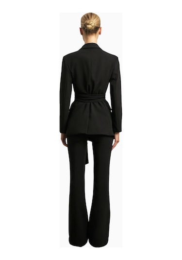 Because Of Alice Classic Blazer With Belt Klasik Blazer Kadın Ceket Siyah