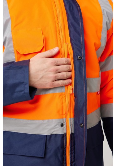 Kışlık İş Güvenliği Parkası Neon En Iso 13688 20471 343 Linum F.turuncu-lacivert