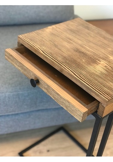 Lambada Masif Ahşap,Çekmeceli Yan Sehpa