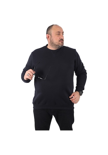 Moc Grande Mocgrande Büyük Beden Sweatshirt V Design 22742 Lacıvert Lacivert