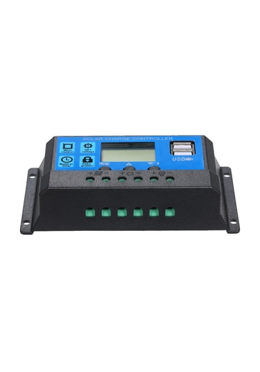 Moveevo 12v/24v Otomatik Uyumlu 10a Güneş Enerji Kontrolörü, 5v 2.5a Usb Çıkışı, Akü Şarj Yöneticisi Mavi