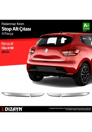 S-Dizayn Renault Clio 4 Hb Krom Stop Alt Çıtası 4 Prç 2012 Üzeri