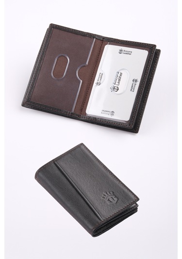 Ancora Leather Hakiki Deri Minimal Kartlık-26206 Kahve