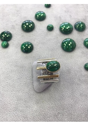 Malakit Taşlı Gümüş Set 925 Ayar