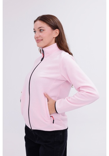 Monox Kadın Slim Fit Tam Fermuarlı Polar Ceket Pembe