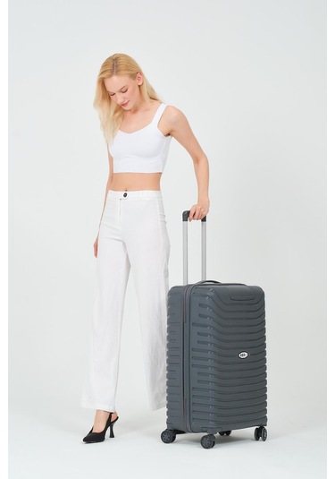 Keo-plus Gri Orta Boy Silikon Kırılmaz Pp Valiz Siyah