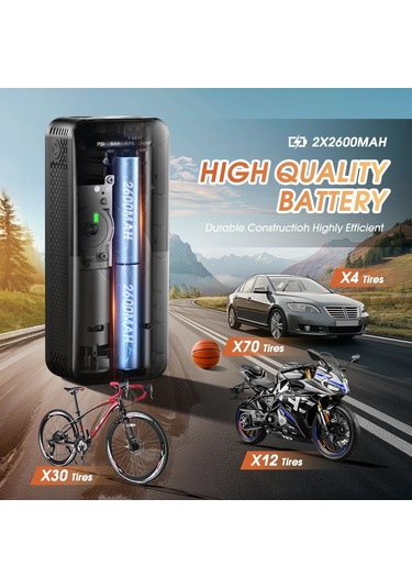 Araba Şişirme Pompası Kablosuz Taşınabilir Elektrikli Lastik