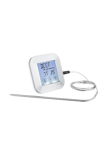 Ulzyvf Dokunmatik Ekranlı Dijital Et Termometresi - 8 Et Modu, Zamanlayıcı Ve Alarmlı Gümüş Gümüş