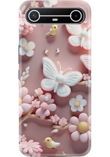 Tecno Spark Slim Km9 Kılıf Boutique Baskılı Resimli Pembe Kelebekler Pcode -088
