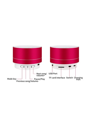 Kangvka Kırmızı Mini Bluetooth Hoparlör, 7 Renkli Işılar, 10m Kablosuz, Tf Kart/disk Desteği, Taşınabilir Outdoor Müzik Hoparlörü