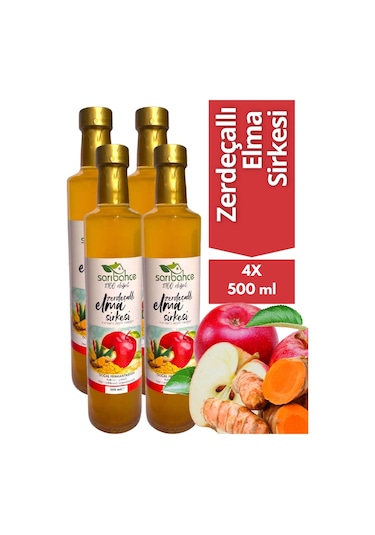 Zerdeçallı Elma Sirkesi 500 Ml 4'lü Paket - Organik Doğal Fermantasyon