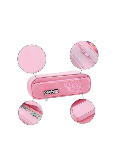 Ganzhoushop Kalemlik Büyük Kapasiteli Kalem Kutusu Kalemlik Makyaj Fermuarlı Çanta Kırtasiye Depolama Düzenleyici, Koyu Pembe