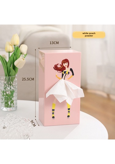 Beyaz Şeftali Pembesi Masaüstü Kağıt Kutusu, Modern, Sade Ve Çok İşlevli A