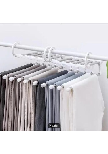 Siyah 5 In 1 Sihirli Pantolon Raf Dolap Depolama Organizatör Çok Katmanlı Pantolon Rafı Katlanır Elbise Askısı Dolap Depolama Organizasyonu Siyah