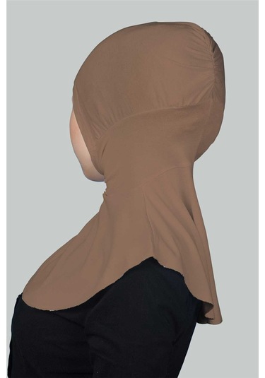 Kadın Tesettür Pratik Boyunluklu Hijab - Sporcu Bone Toprak