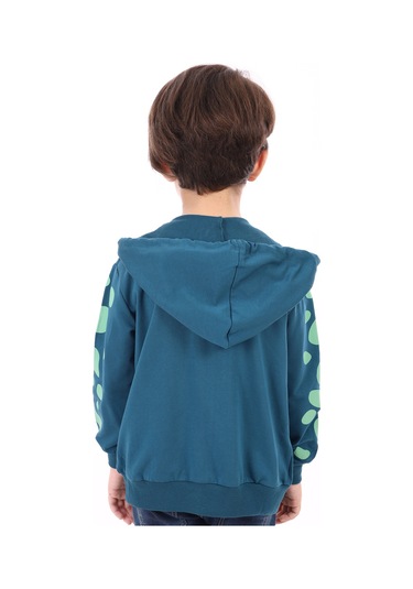 Toontoy Erkek Çocuk Baskılı Hırka Petrol Mavi