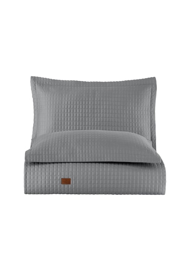 Elegante %100 Pamuk Saten Yatak Örtüsü Seti Gri Bej