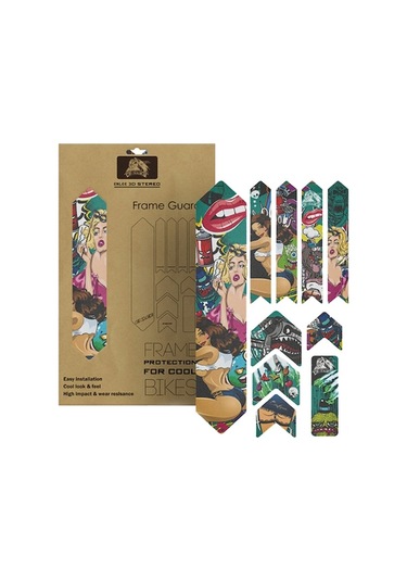 Renkli Kadın Desenli Bisiklet Çerçeve Koruyucu - Pvc Materyal, Kırılma/ısı/uv Suya Dayanıklı, 3m Teknolojili, Özel Tasarım Olanaklı