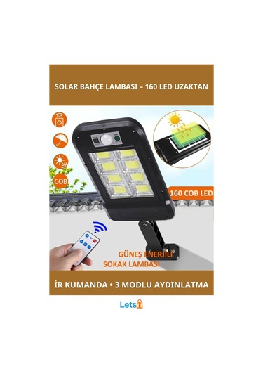 Uzaktan Kumandalı 160 Led Güneş Enerjili Su Geçirmez Bahçe Lambası Çok Renkli