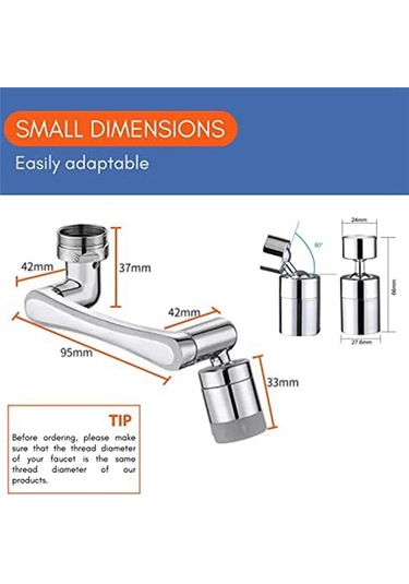 Xurunkeji 1440º Döner Robotik Kol Döner Uzatma Musluk Havalandırıcısı Ve 360º Döner Musluk Uzatıcısı - Musluk İçin Lavabo Aparatı GÜMÜŞ