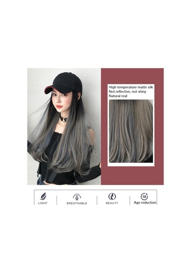 Cbtx Şapka Peruk Uzun Kıvırcık Saç Kap Uzun Saç Mikro Hacimli Peruk Degrade Aoki Gri Seçim Pus Mavisi 60 Cm