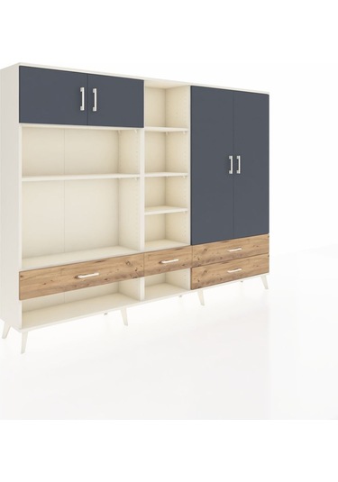 Arges Dolap 12 Raflı 4 Çekmeceli 4 Kapaklı 220x30x163 Aytaşı-antr Aytaşı-antrasit/çam